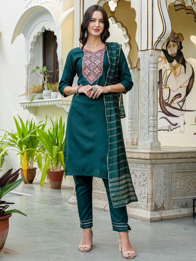 Aadhya Cotton Embroidery Kurti With Bottom Dupatta Wholesale Price In Surat